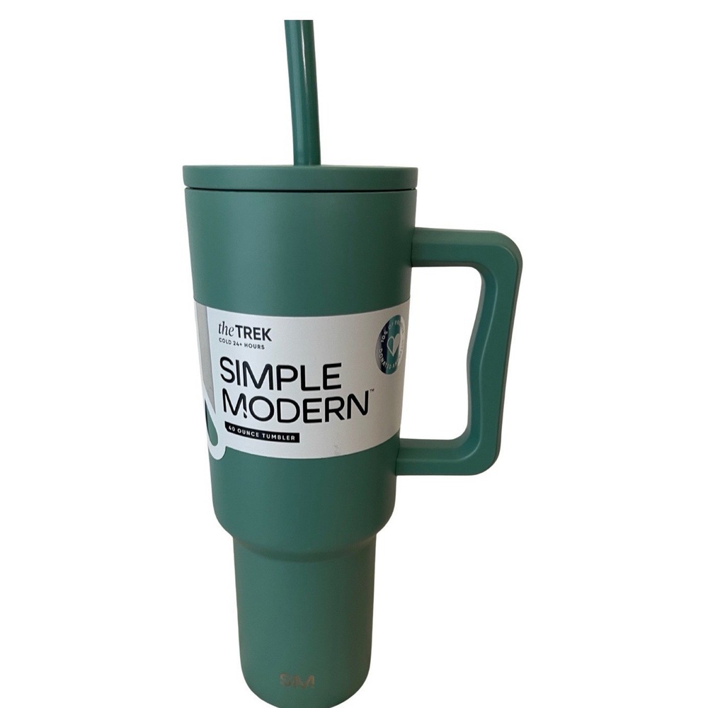 Simple Modern 40oz Stainless Steel Lidded Teal Tumbler Powder Coat NWT 24 Hr.